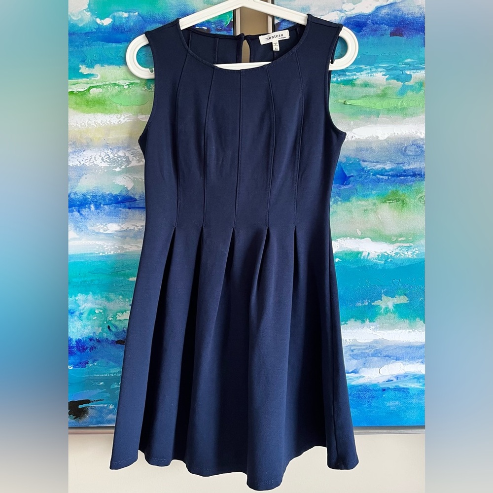 Monteau Blue Sleeveless A-Line Mini Dress
